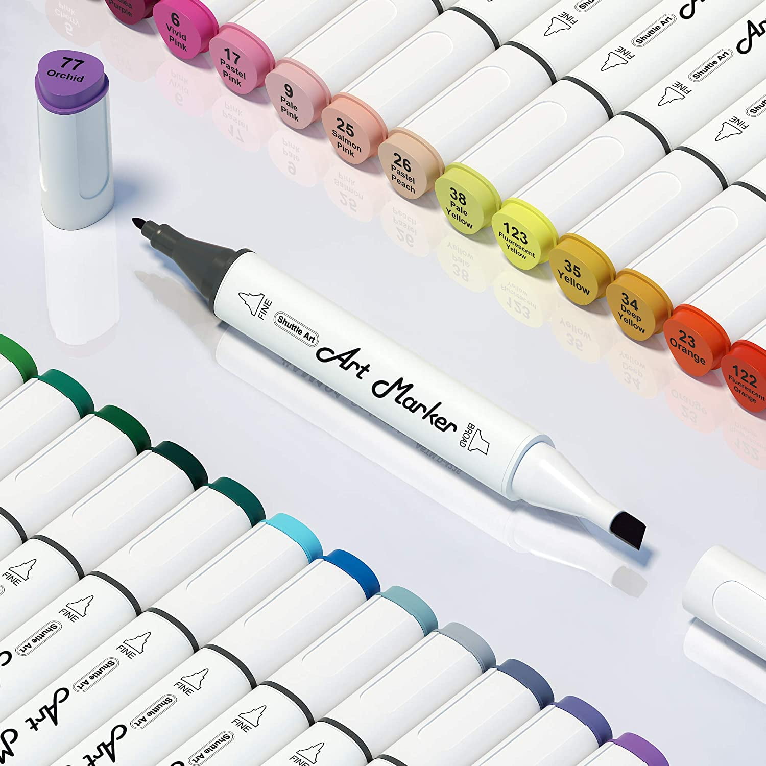Shuttle Art 240 Colors Alcohol Markers, 239 Colors Dual Tip Art Marker Set Plus Colorless Blender, Micro-Tip Pens, White Highlighter Pens, Marker