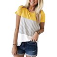 thumbnail image 1 of Nouveau Casual Col Ras du Cou T-Shirt à Rayures Triple Couleur, 1 of 2