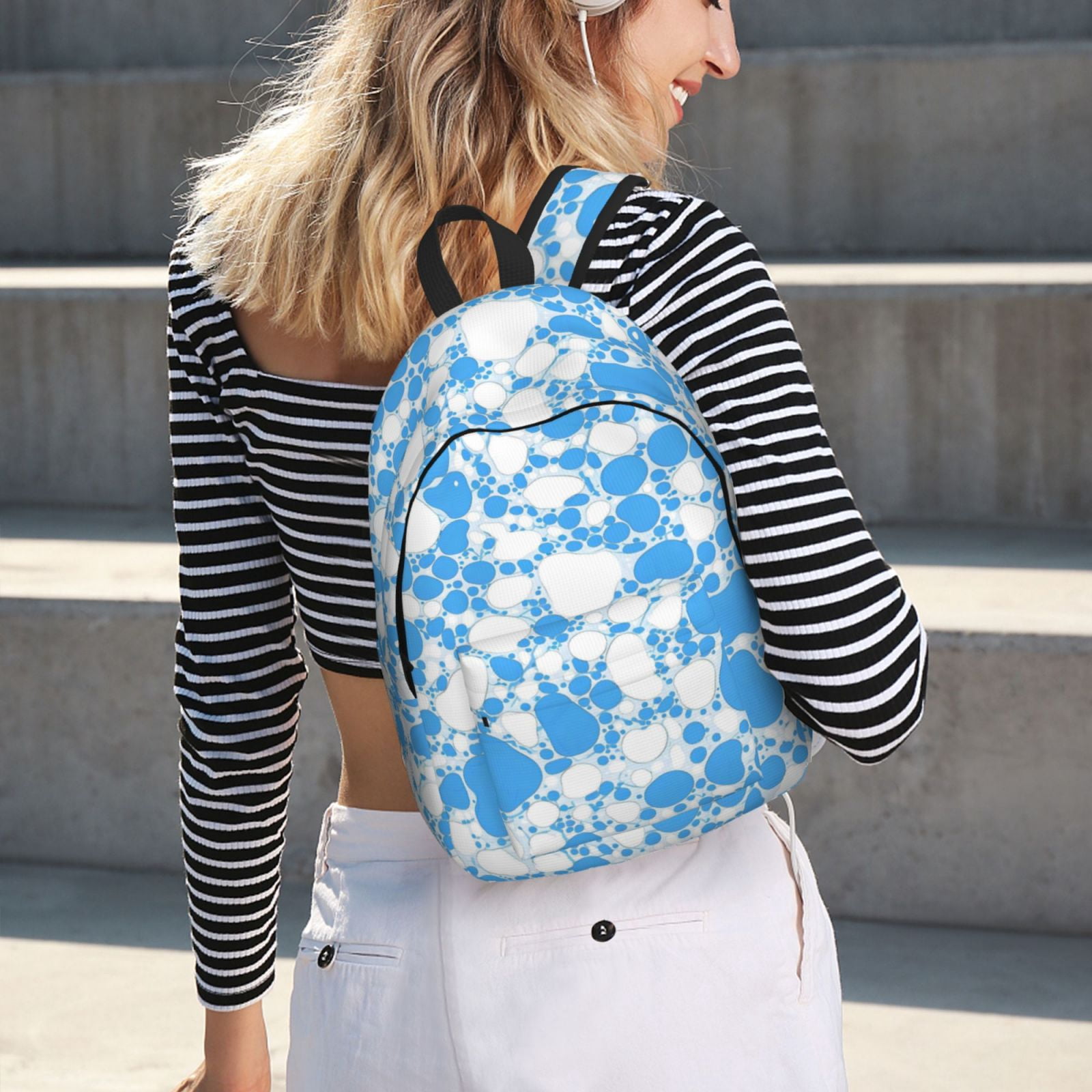 Casual Canvas Backpack Without Interlayer Large Capacity Stick Bag Design For Outdoor Shopping Office Outdoor Sports Milk Cow Skin Print Style Powderblue_4 Small