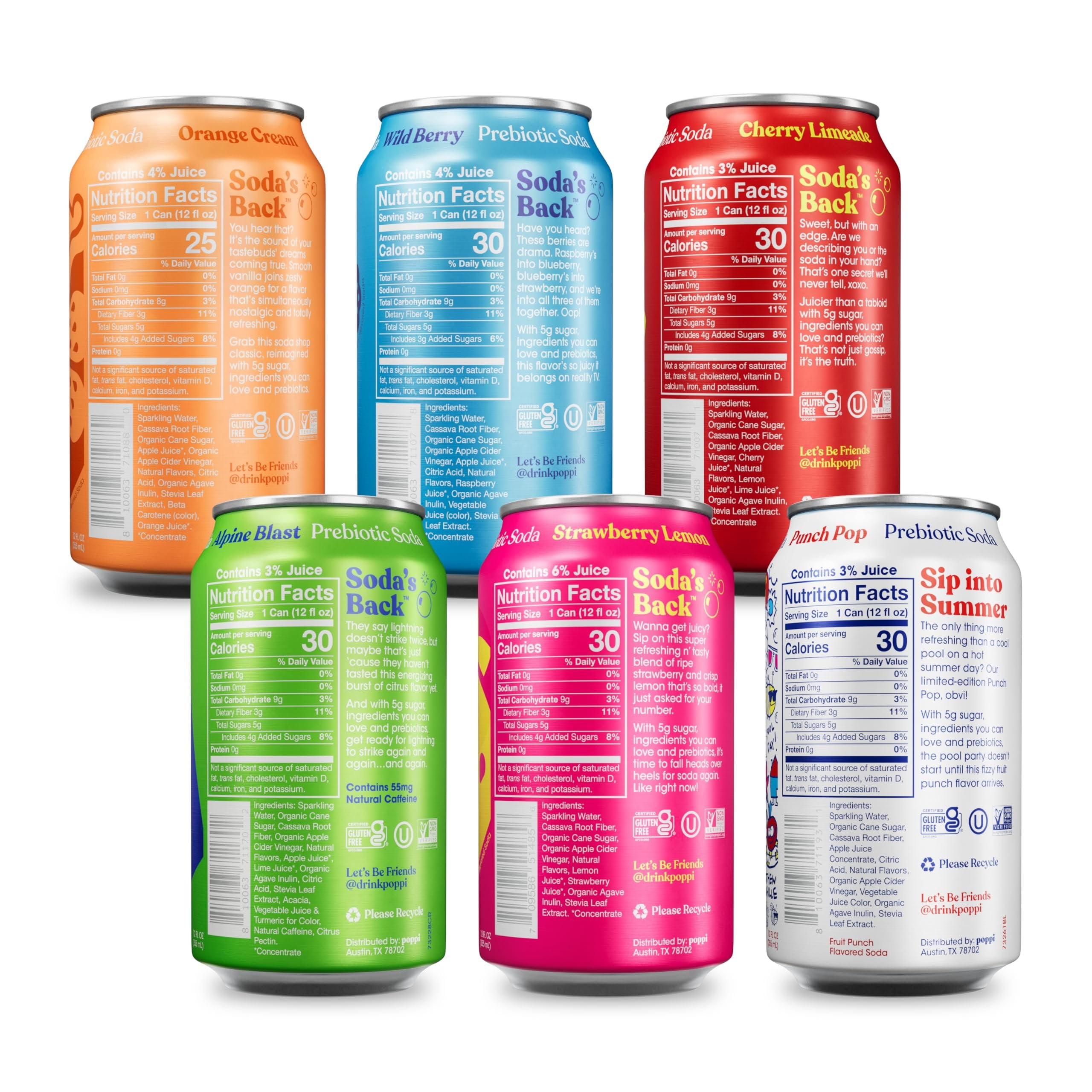 Poppi Sparkling Prebiotic Soda Beverage with Apple Cider Vinegar, Seltzer Water and Fruit Juice, New Obsessions Variety Pack, 12 Fl Oz, Pack of 12, Packaging May Vary