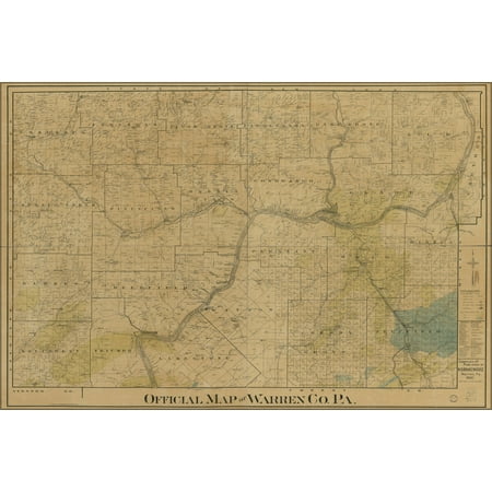 24"x36" Gallery Poster, map of Warren Co. pennsylvania 1900