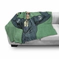 thumbnail image 3 of Green Soft Flannel Fleece Throw Blanket, Pop Art Retro Style Manly Businessman with Currency Dollar Money Print, Cozy Plush for Indoor and Outdoor Use, 50" x 60", Petrol Blue Fern Green, by Ambesonne, 3 of 6
