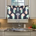 thumbnail image 2 of Yayeee Kitchen Curtains Tier Pair Light Filtering 27"x36" Rod Pocket Short Cafe Window Panel, Black Cubes, 2 of 7