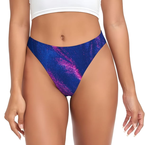 Fotbe Neon Gradient Blue Tanga Sin Costuras para Mujer con Estampado – Panties Invisibles, Transpirables y Cómodos para Uso Diario-XX-Large