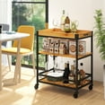 thumbnail image 4 of Costway 3-Tier Wine Bar Cart Rolling Rack Serving Trolley Detachable Top & Glass Holder, 4 of 10