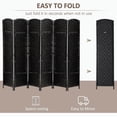 thumbnail image 6 of Yardi Yarda 6 Panel Folding Privacy Screen, 6FT Tall Portable Wicker Weave Partition Wall Divider, Room Divider for Indoor, Black, 6 of 8