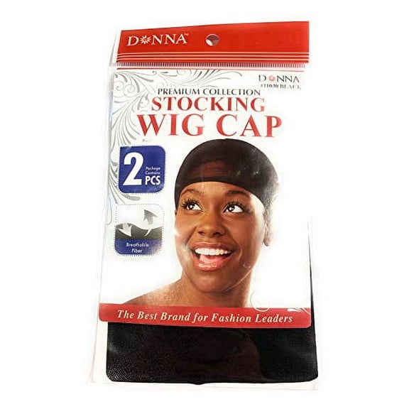 Donna Stocking Wig Cap Black, 1 Ea, 2 Pack