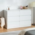 thumbnail image 4 of Hommpa White 6 Drawers Dresser for Bedroom, Chest of Drawers TV Stand Dresser for Closet, Wooden Modern Storage Cabinet for Women Living Room Furniture, 4 of 13