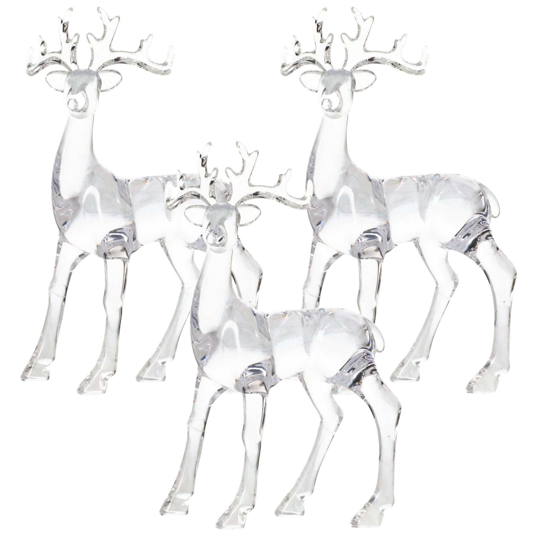 Ornativity Acrylic Christmas Reindeer Ornaments - Holiday Clear Party Deer Figurine Statues with 