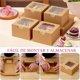 thumbnail image 4 of Cajas para postres de carton con tapa transparente, adecuado para galletas, pasteles, muffins y productos horneados. (Marrón), 4 of 4