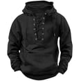 thumbnail image 3 of Men's Hooded Solid Color Sweater, European American Youth Sport Style Multi Pocket Patch Leather Sweater Jacket for Street Fashion and Outdoor Wear,Navy,2XL, 3 of 5