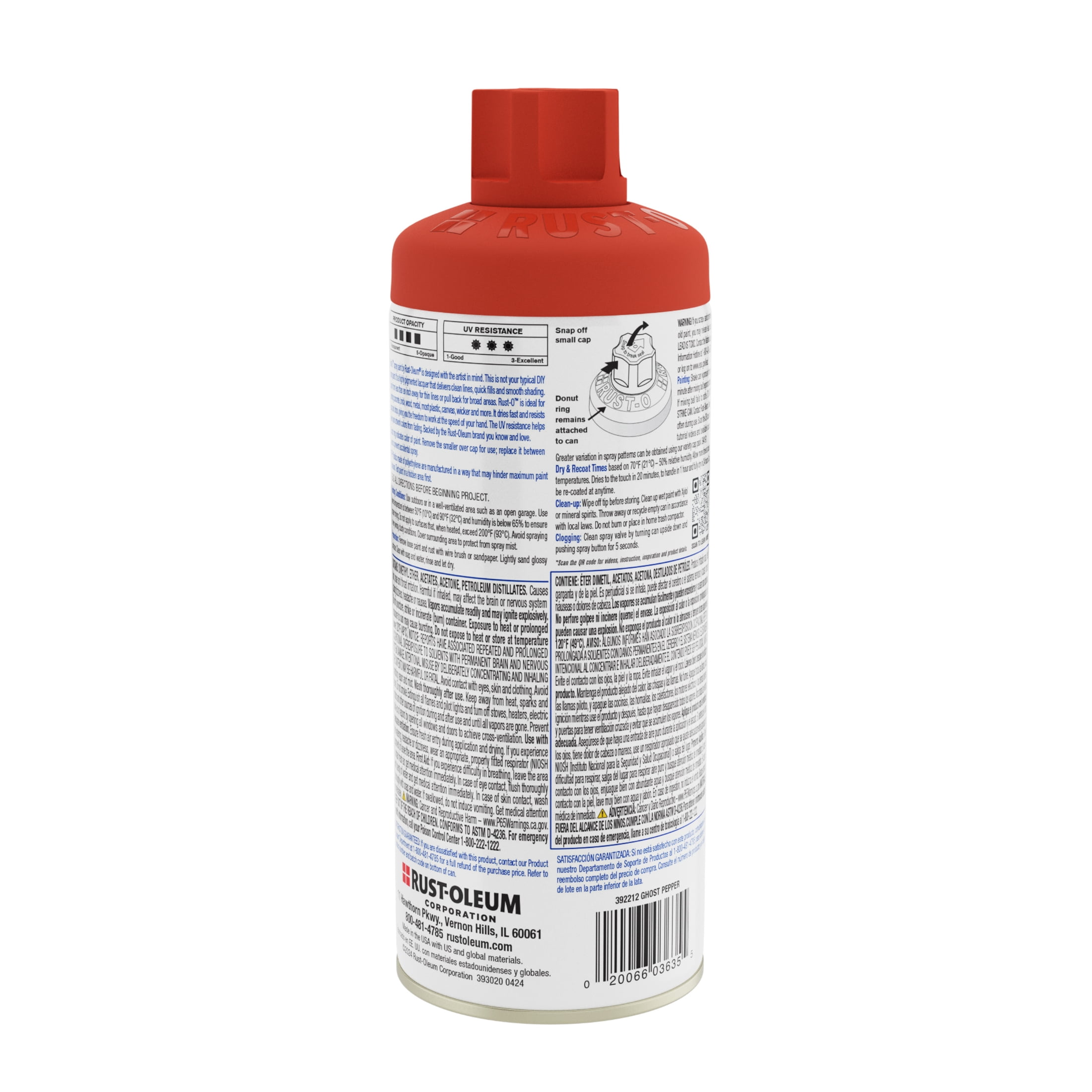6 Pack, Ghost Pepper, Rust-Oleum Rust-O Acrylic Matte Spray Paint-392212, 11 oz