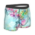 thumbnail image 3 of Balery Dragonfly Floral Men's Boxer Briefs, Soft and Breathable Cotton Underwear with nylon Waistband-Small, 3 of 9