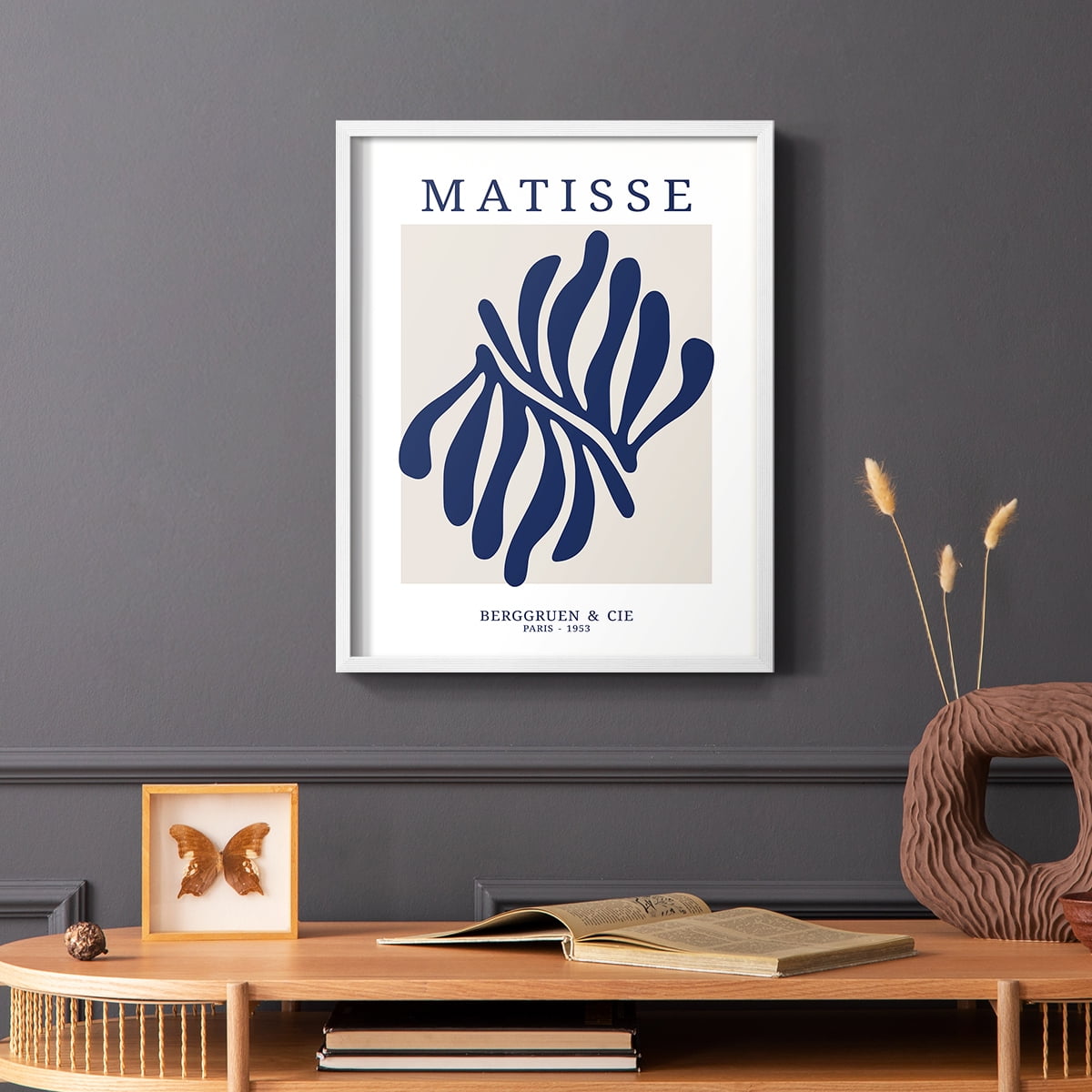 Matisse CDXII in White Solid Wood Framed Print No Nail Hanging