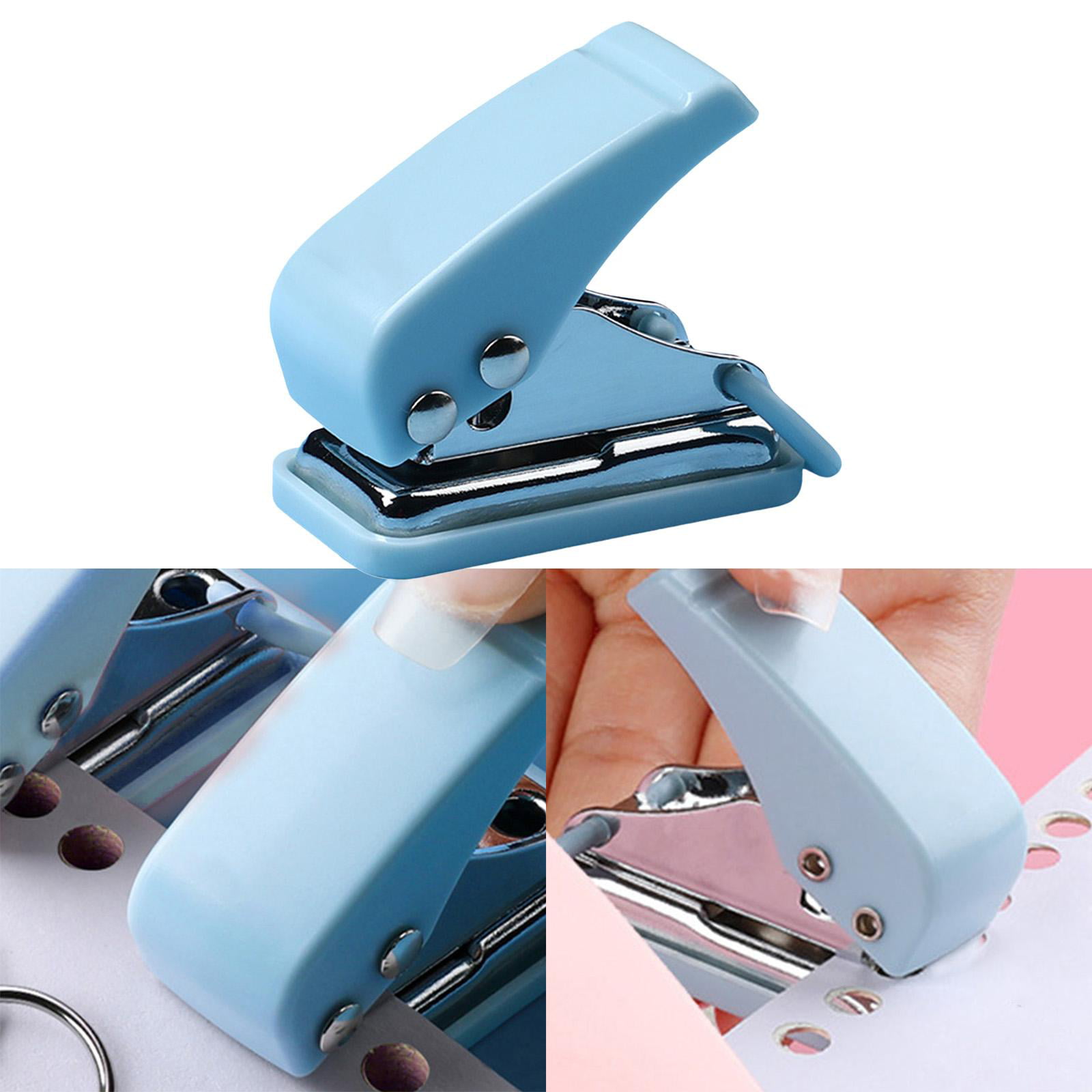 Handheld Mini Single Hole Puncher Punch for Punching Ordinary Paper,  Handbook Hole 1/4 inch Children Gift Labor Saving Compact Durable Tool ,  Transparent 