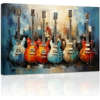 ZHONGYUTONG Guitar Canvas Wall Art Abstract Blue Guitar Painting Prints Musical Themed Picture for Concert House Bar Wall Decor Framed (20.00" x 30.00")