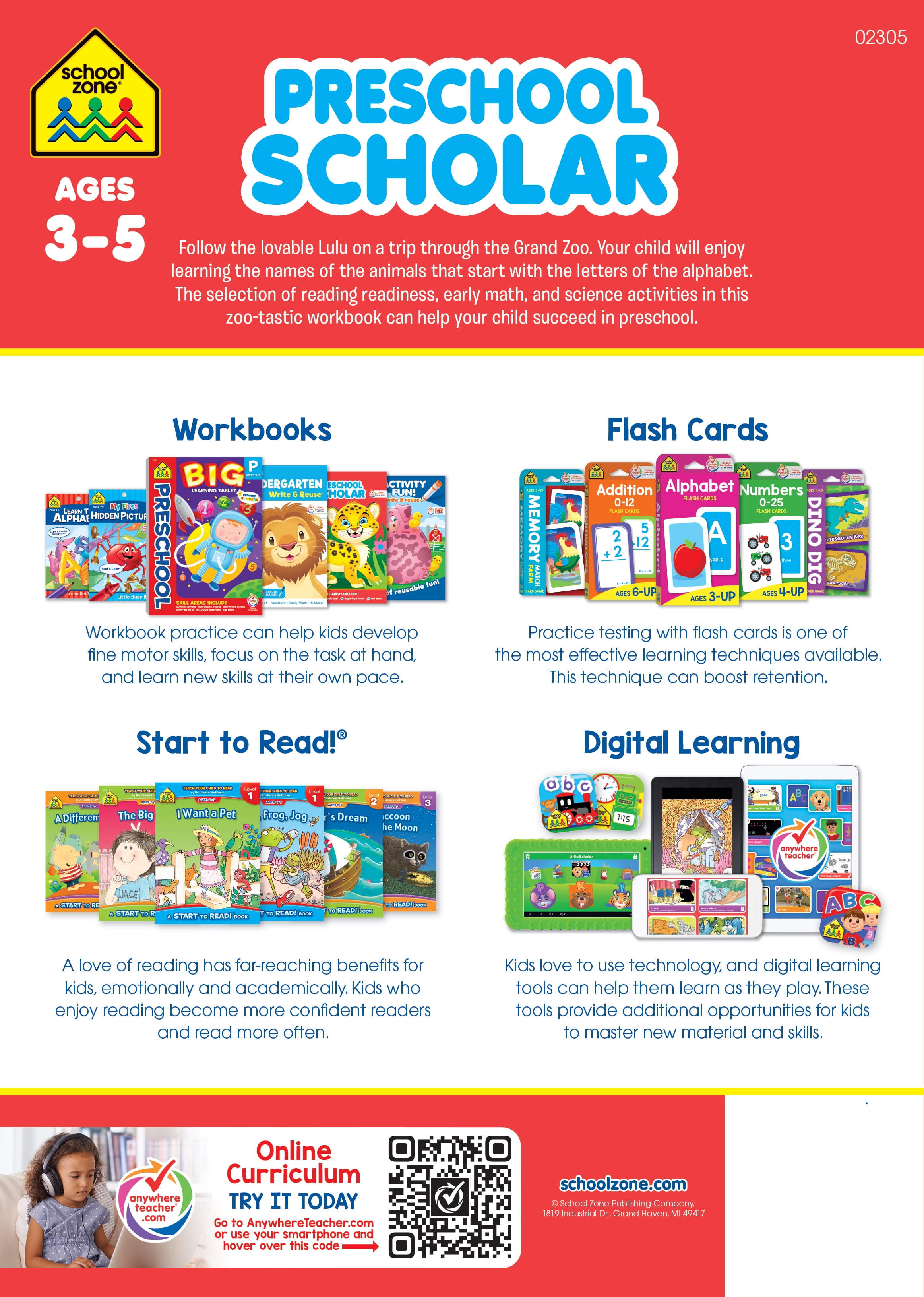 School Zone, Preschool Scholar Workbook, ISBN 9780887434952, Ages