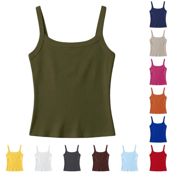 Little Girls Sleeveless Shirts Summer Tops Ribbed Stretch Tank Top Casual Basic Slim Fit Tee Shirt Size 7-8T , Green