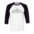 thumbnail image 1 of Skyline Brussels Belgium Three-Quarter Raglan Sleeve Baseball Shirt Unisex Small White/Black, 1 of 5