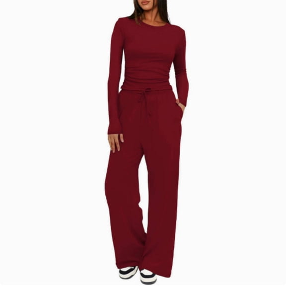 Women's 2 Piece Sets Fall Outfits Long Sleeve Wide Leg Tracksuits Casual Lounge Set Matching Sets