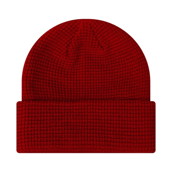 TOPTIE Waffle Knit Beanie for Men & Women Soft Stretchy Winter Warm Hat, Ribbed Waffle Knit with Cuff for Cold Weather-Red