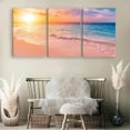 thumbnail image 3 of 3 Pcs Pink Beach Wall Art Decor, Sunset Seaside Canvas Painting Posters,Summer Sea Ocean Pictures for Living Room Bedroom Home Decoration, 3 of 6