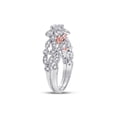 thumbnail image 2 of 14kt Two-tone Gold Round Diamond Flower Bridal Wedding Ring Band Set 3/4 Cttw, 2 of 4