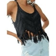 thumbnail image 2 of Tank Tops For Women Fringe Western Tassel Tank Tops Sleeveless V Neck Crochet Crop Top Boho Knitted Spaghetti Straps Vest Camisole Tops For Women, 2 of 5