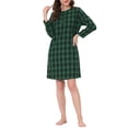 thumbnail image 2 of INSPIRE CHIC Women's Pajamas Dress with Pockets Nightshirt Plaid Lounge Sleepwear Nightgown M Green, 2 of 5