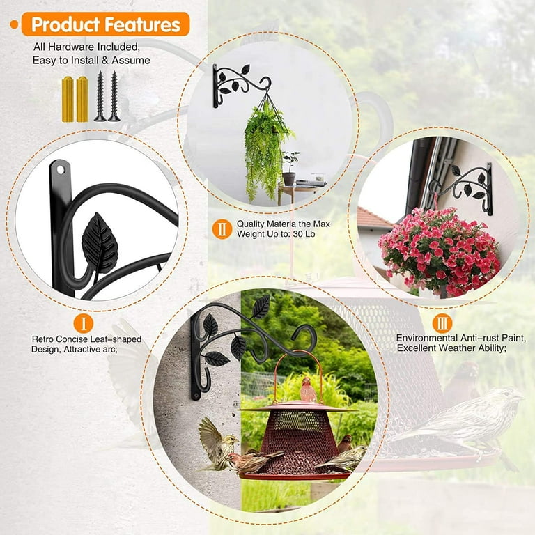 Hanging Plant Bracket, 12 Inches Wall Mount Hanging Plant Hook,  Rust-Resistant Decorative Metal Plant Hanger for Hanging Plant Flower  Lantern Bird ...
