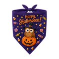 thumbnail image 2 of Sruoe Pet Holiday Triangle Bandana, Purple Owl‑Pumpkin Happy Halloween Print Tie‑On Dog Scarf, Holiday Bib for Dogs & Cats, Halloween Pet Accessory, 2 of 6
