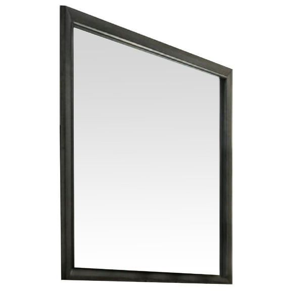 45 Inch Solid Wood Mirror, Portrait Frame, Rectangular, Gray