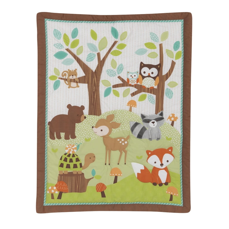 Friendly Forest 3-Piece Crib Bedding Set, Brown and Beige photo 3