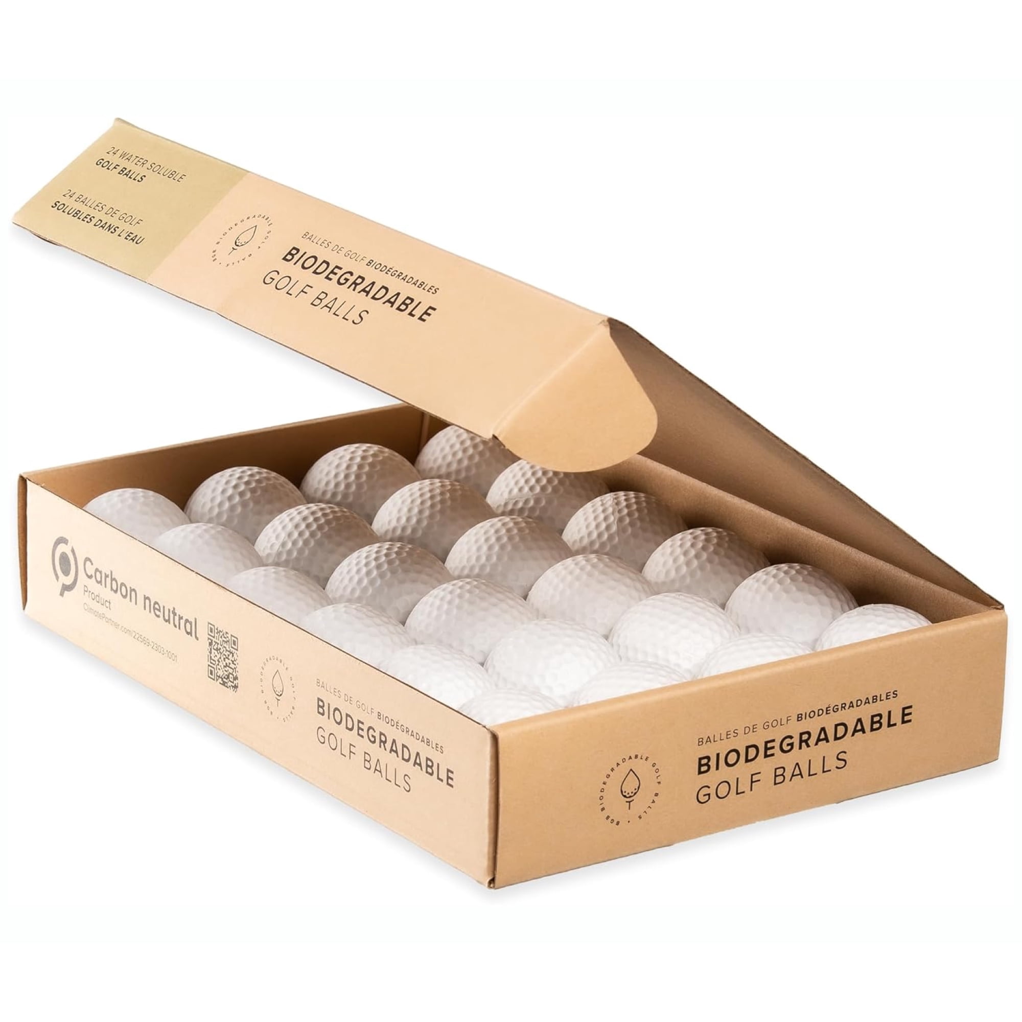 Biodegradable Golf Balls Nontoxic PVA White, 24 Pack