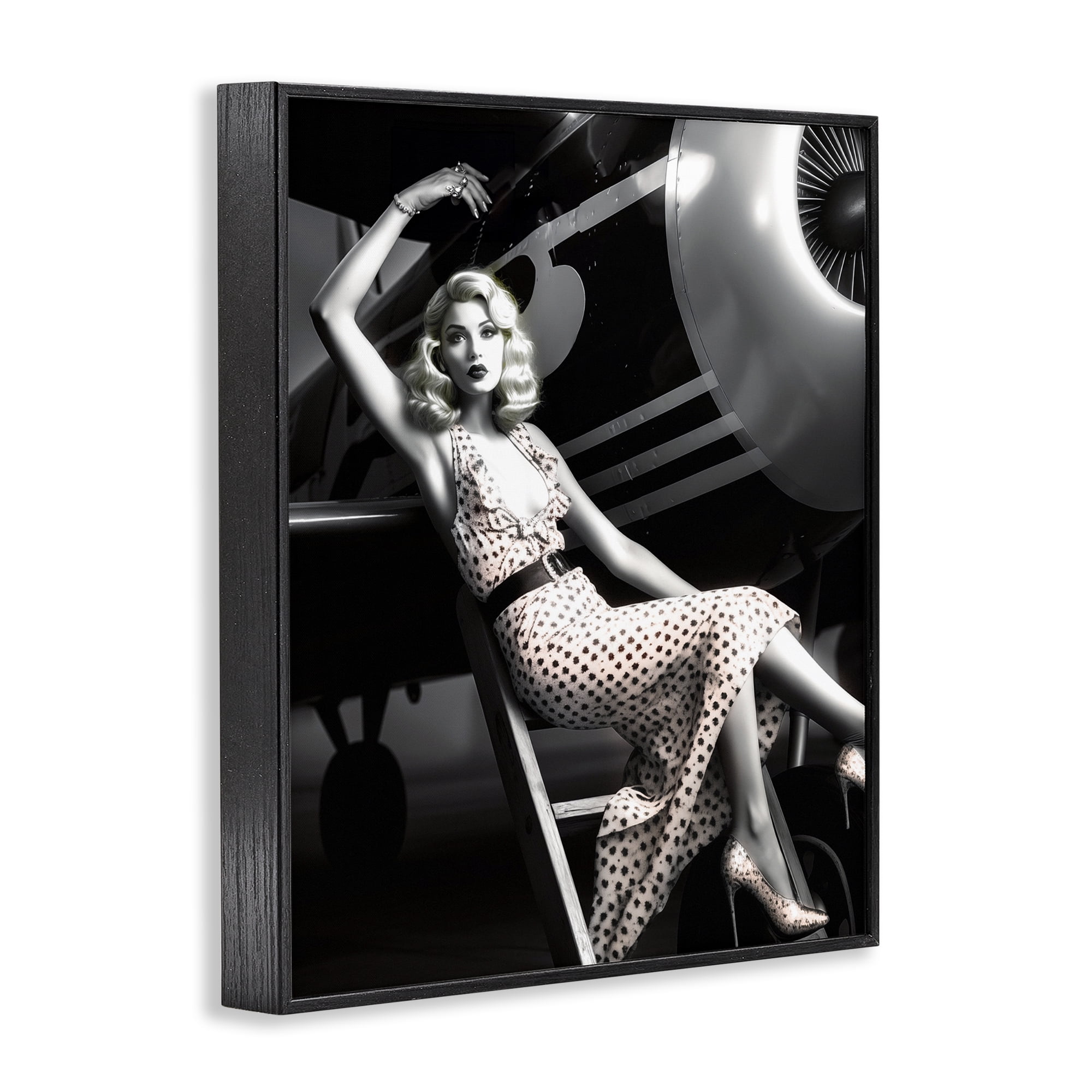 Stupell Industries Vintage Fashion Woman Novelty Painting Black Framed Art Print Wall Art, 16 x 20