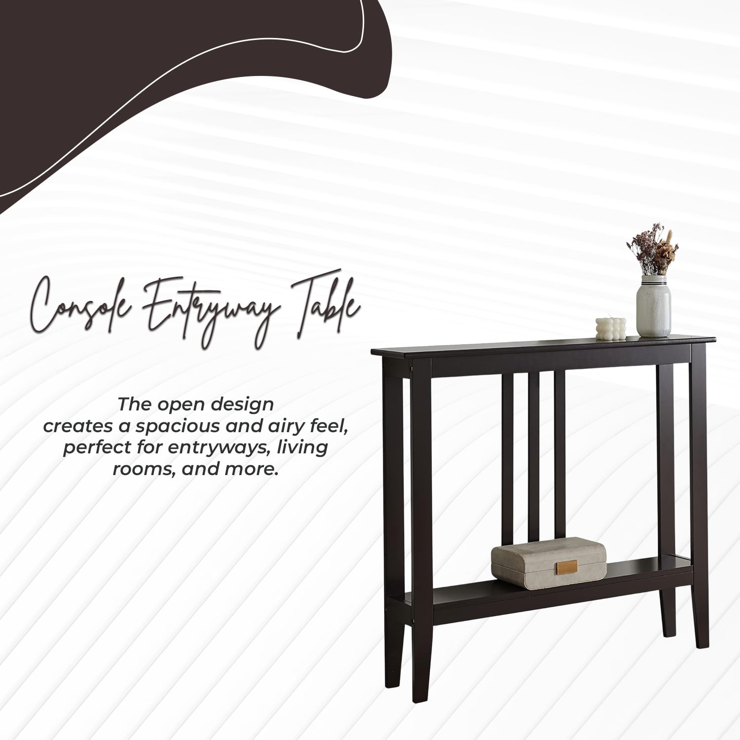 Kings Brand Furniture Console Table with Lower Shelf for Entryway, Hallway, Living Room (Espresso)