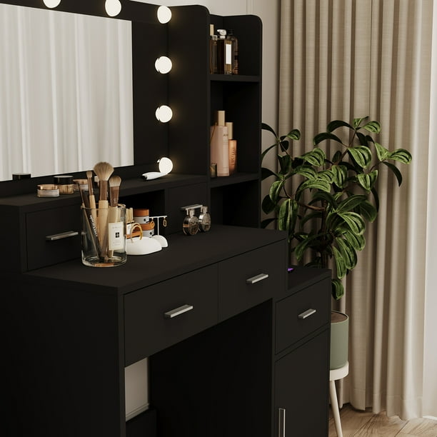 Spaco Newly Designed Smart Mirror Dressing Table With Drawers And Storage  Cabinet, Dressing Table With Dressing Pad For Bedroom, Dressing Room, Black  - Walmart Business Supplies