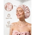 thumbnail image 2 of Yanibest Shower Cap for Women Reusable Waterproof,Satin Lined Bath Cap with Soft Elastic Band,Large Washable Hair Caps for Shower, 2 of 7