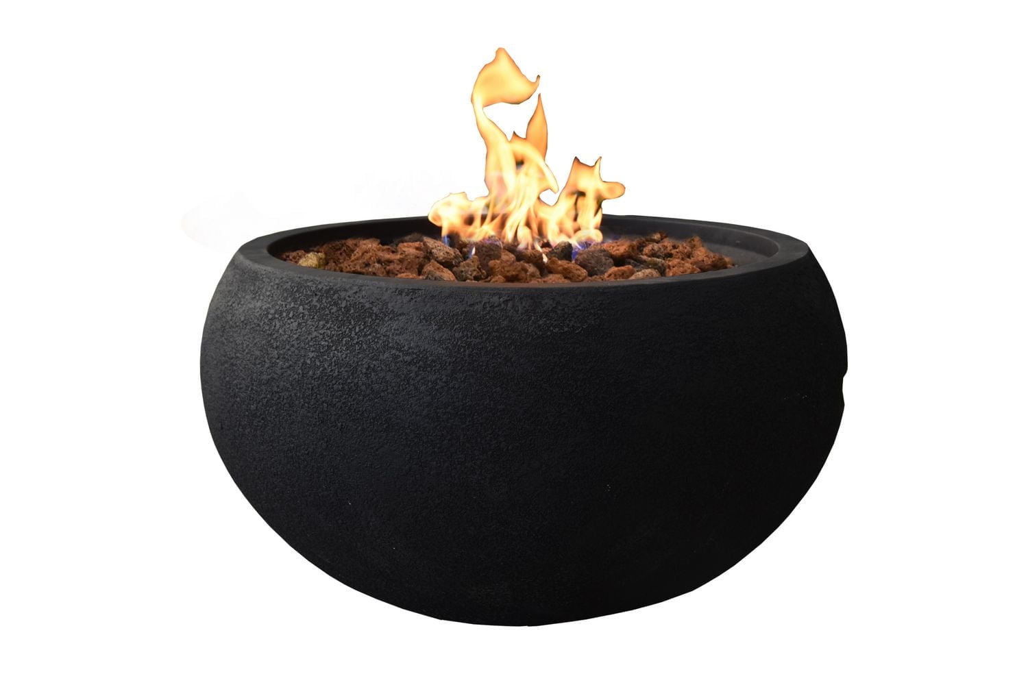 Modeno York Fire Bowl -Textured Black – Glass-Fiber Reinforced Concrete - Natural Gas