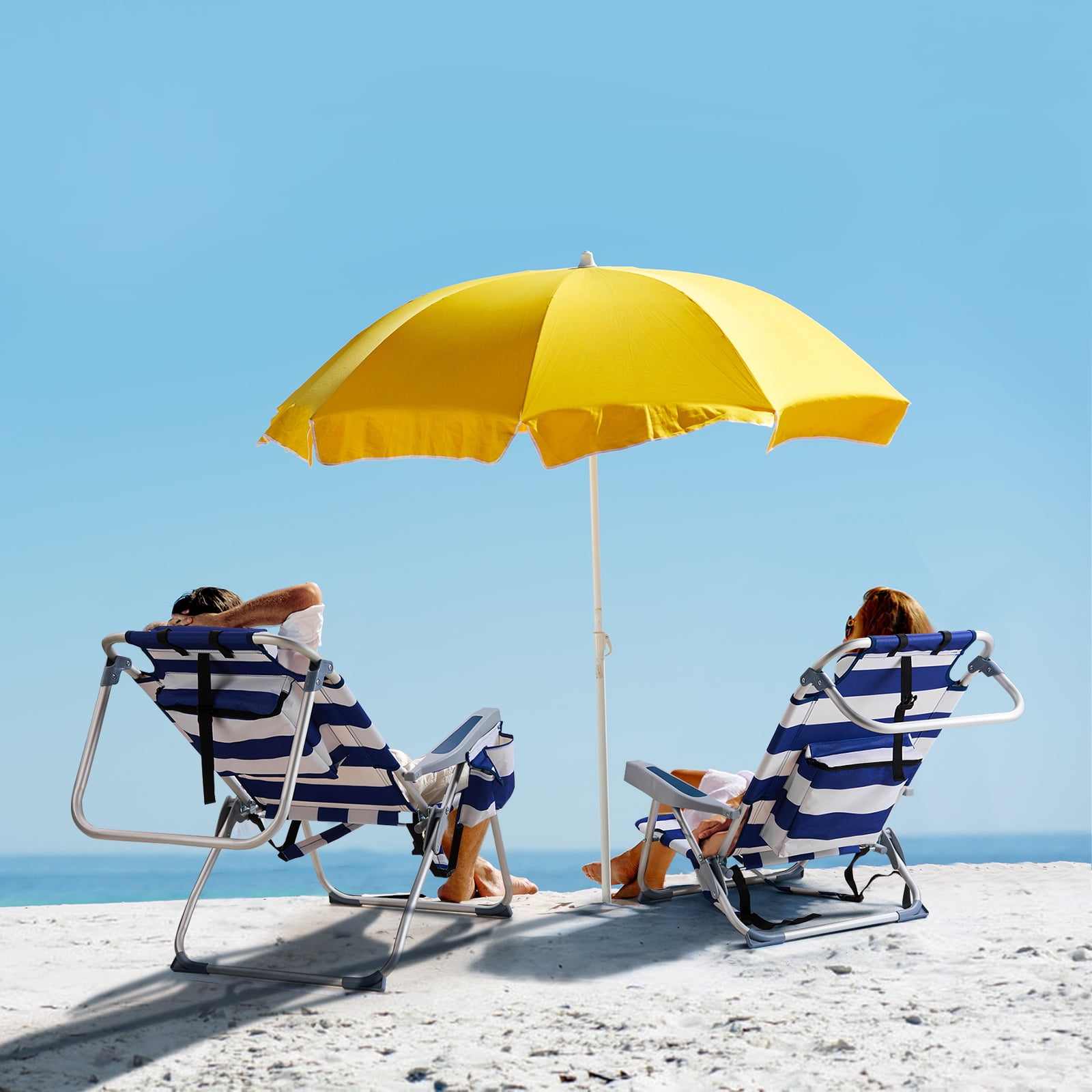 Beach Chair, Oxford Cloth Silver White Aluminum Tube Bearing 100kg, 63*65*82cm