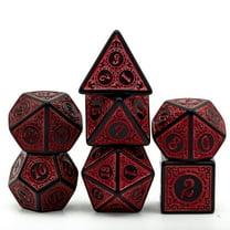 Cusdie 7-Die DND Dice with Carved Pattern D&D Dice Set Acrylic Polyhedral Dice for Role Playing Game Board Games Warhammer MTG