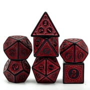 Cusdie 7-Die DND Dice with Carved Pattern D&D Dice Set Acrylic Polyhedral Dice for Role Playing Game Board Games Warhammer MTG