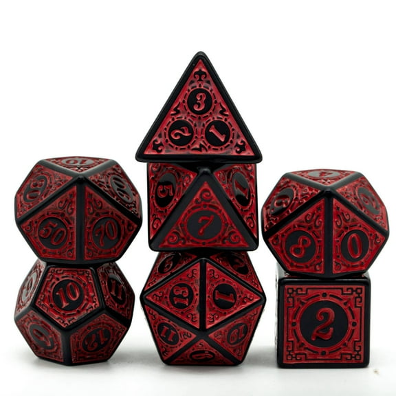 Cusdie 7-Die DND Dice with Carved Pattern D&D Dice Set Acrylic Polyhedral Dice for Role Playing Game Board Games Warhammer MTG