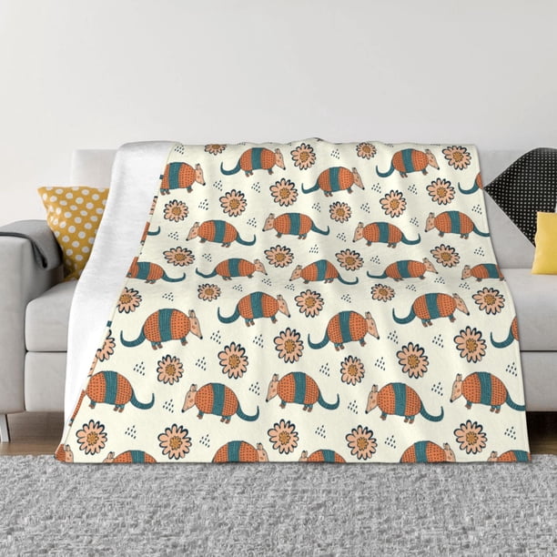 Balery Colorful Armadillos1 Manta de Franela con Dibujo, Lujo Ultra Suave y Cálido, Antipelusa y Resistente a las Arrugas para Cama, Sofá, Camping -50"x40"