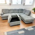 thumbnail image 2 of Cosmic Homes Bena Sectional Sofa Set with RHF Chaise & Storage Ottoman, Grey, 2 of 6