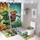 thumbnail image 1 of Juego de 4 cortinas de ducha Ninjago con alfombrillas antideslizantes, tapa de inodoro y alfombrilla de baño, cortina de ducha impermeable con decoración de dibujos animados para baño con 12 ganchos,, 1 of 8