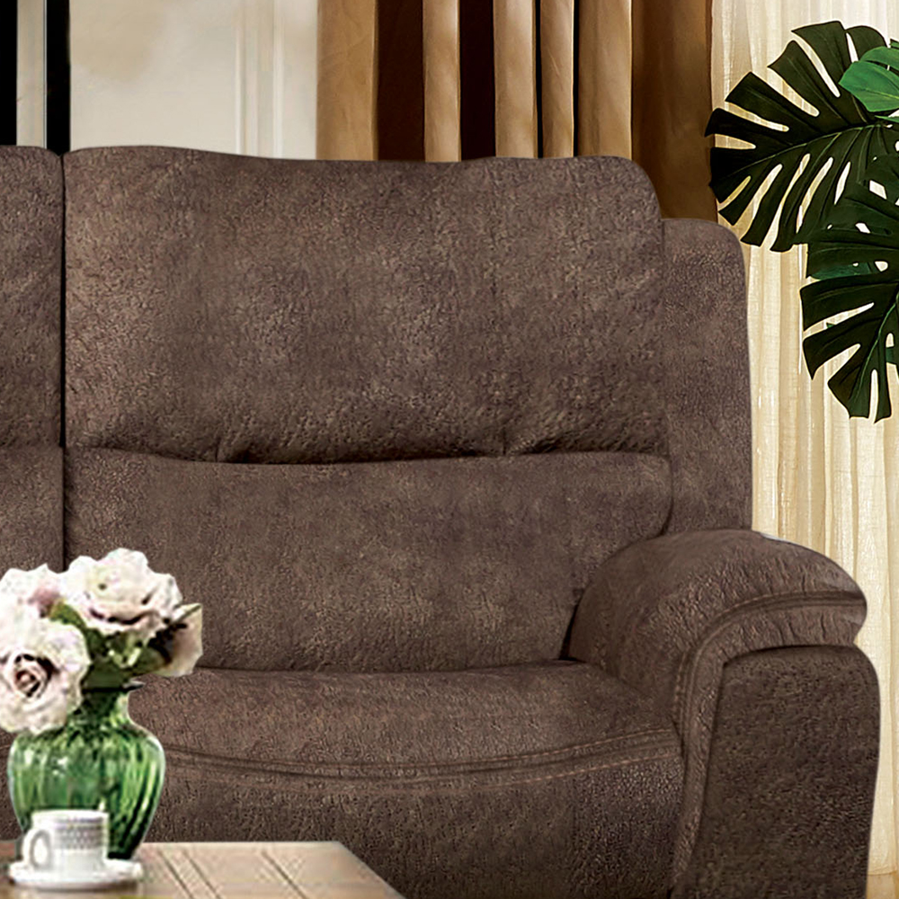 Furniture of America Caddo Upholstered Fabric Dark Brown Reclining Sofa