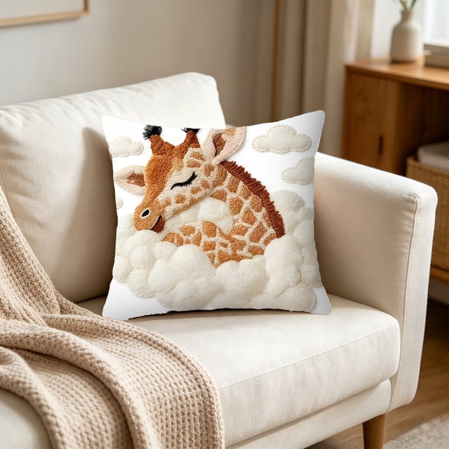 Cute Quadruped Patterns Cushion Cover Soft Throw Pillowcase Removable And Washable Pillowcase For Sofa And Chair Ideal Choice For Summer Sofa And Bedroom Decor