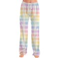 thumbnail image 2 of Trgacdwlo Plaid Womens Pajama Pants Fall Wide Leg Women's Pajama Bottoms Elastic Waist Drawstring Cozy Soft Sleep Pants Women, 2 of 4