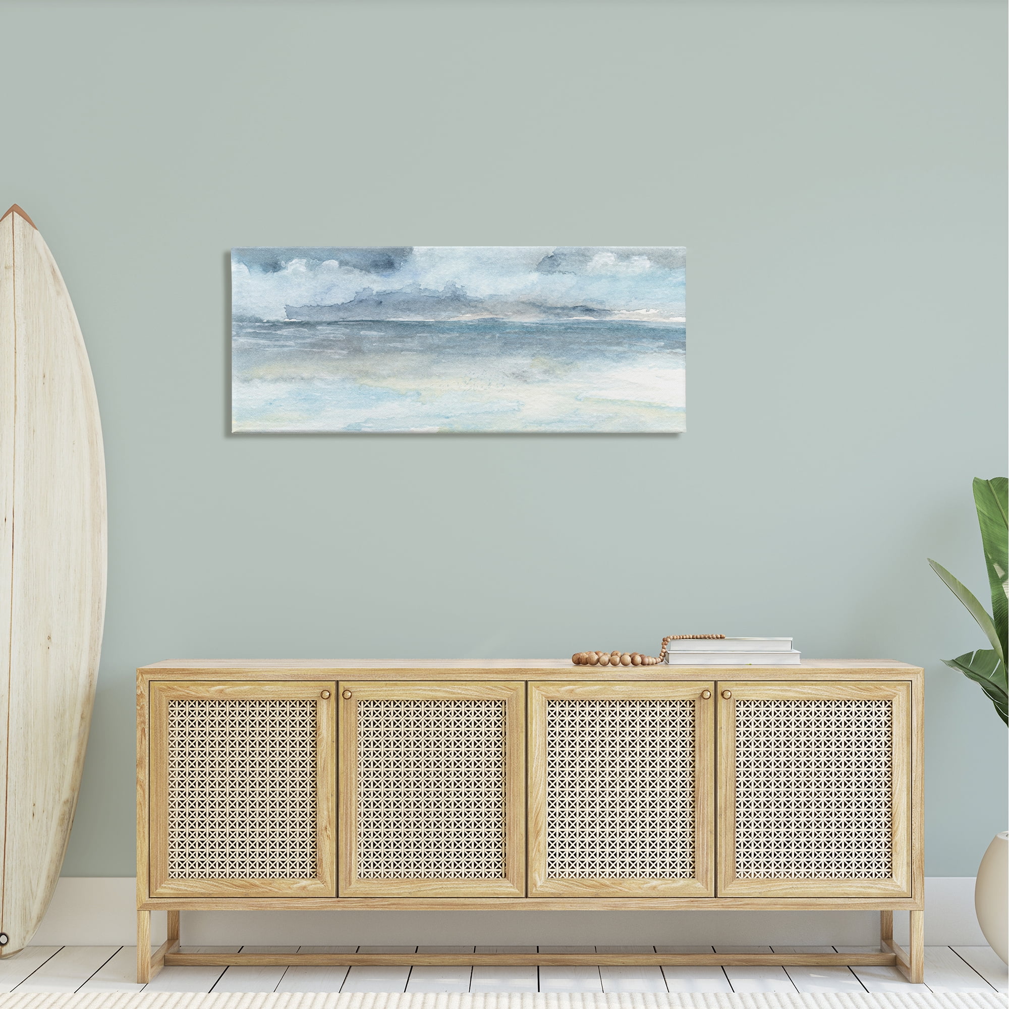Stupell Abstract Cloudy Ocean Waves Landscape Painting Gallery Wrapped Canvas Print Wall Art